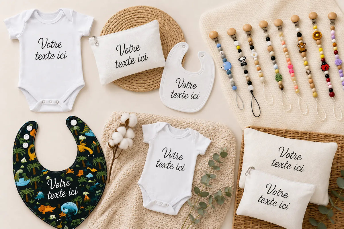 Articles personnalisés Boutique Tartine, accessoires pour maman, bébé et enfants