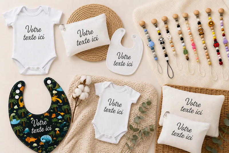 Articles personnalisés Boutique Tartine, accessoires pour maman, bébé et enfants