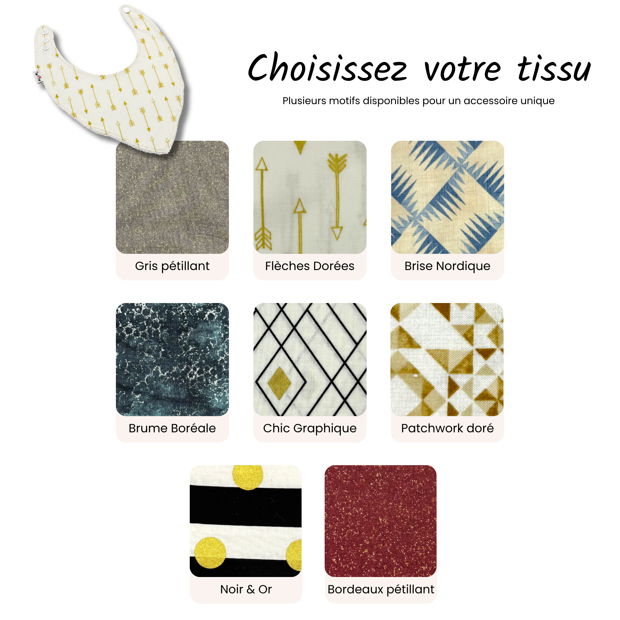 Bavoir Chic en coton et ratine de bambou Boutique Tartine
