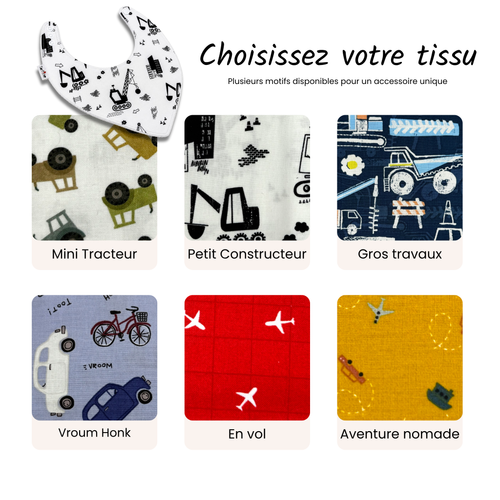 Bavoir Véhicule en coton et ratine de bambou Boutique Tartine