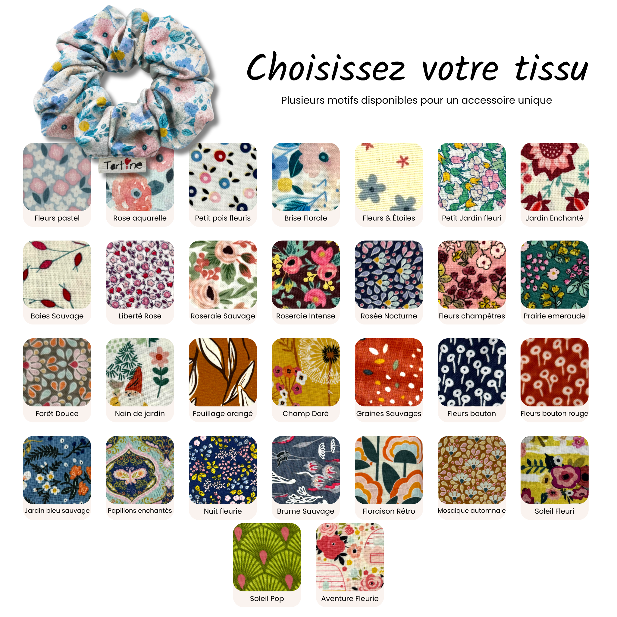 Chouchou adulte coton floral Boutique Tartine