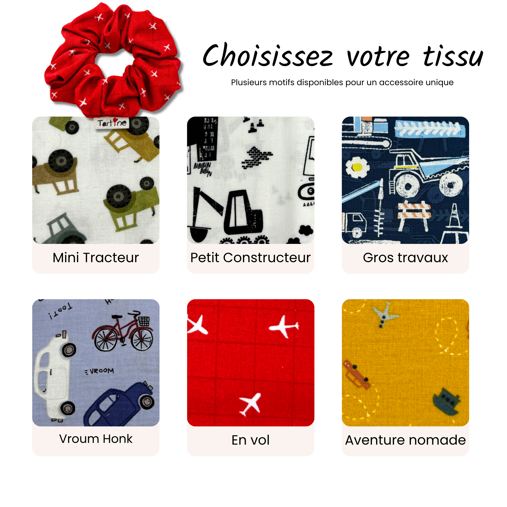 Chouchou adulte coton Véhicule Boutique Tartine