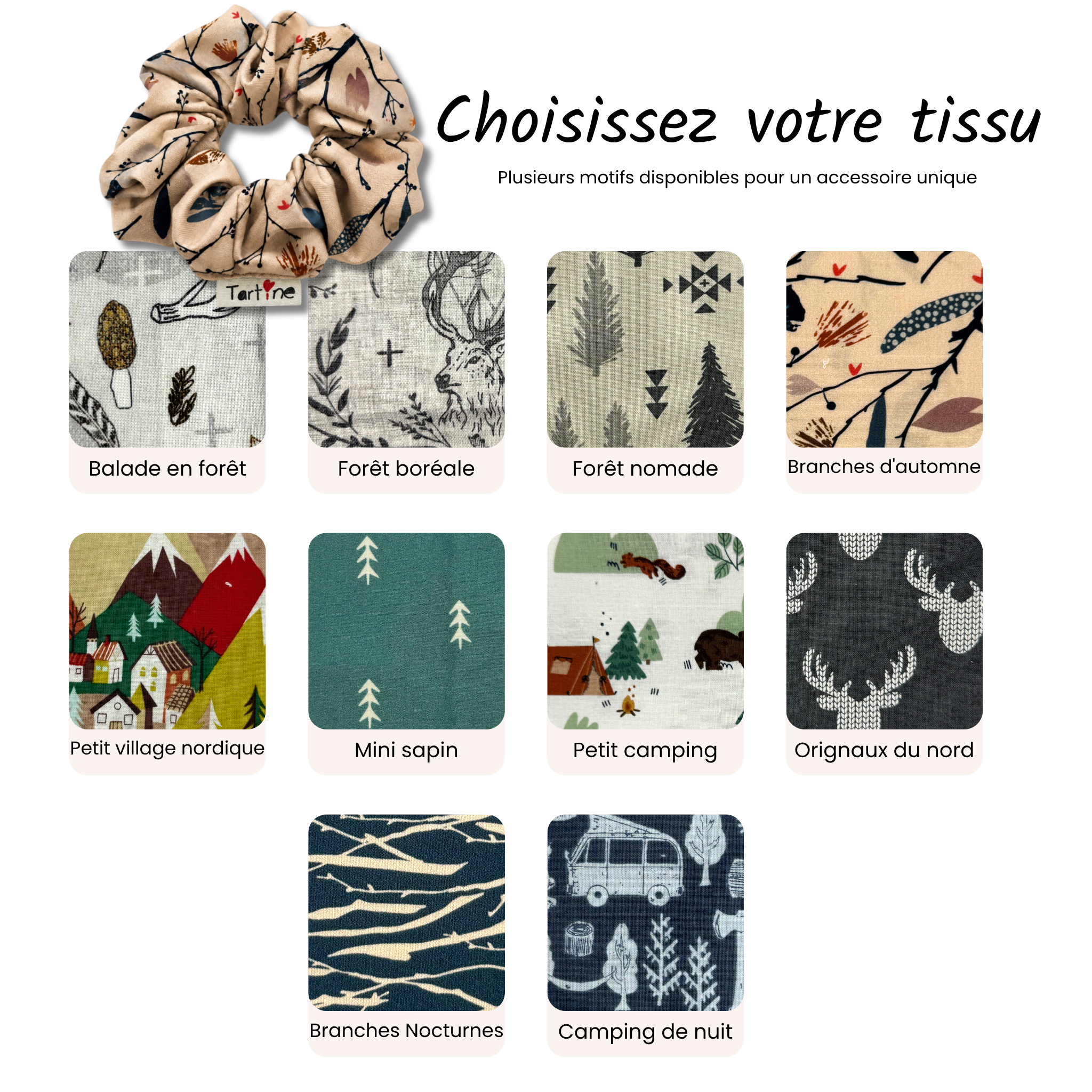 Chouchou adulte coton Foret Boutique Tartine