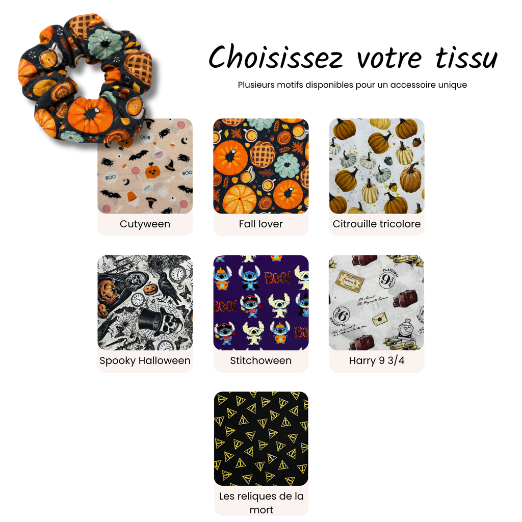 Chouchou enfant Halloween en coton offert en 7 motifs au choix