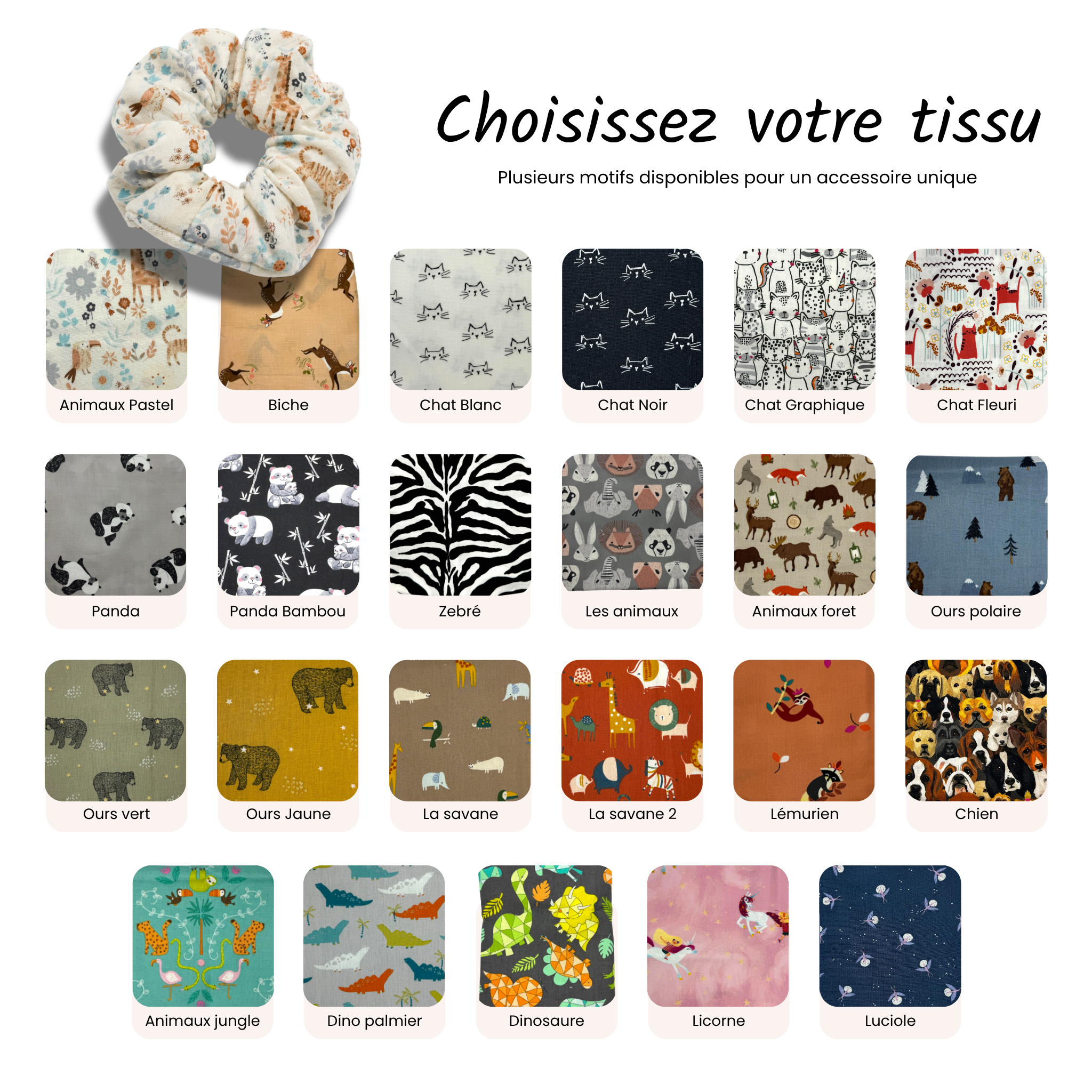 Chouchou enfant coton animal Boutique Tartine