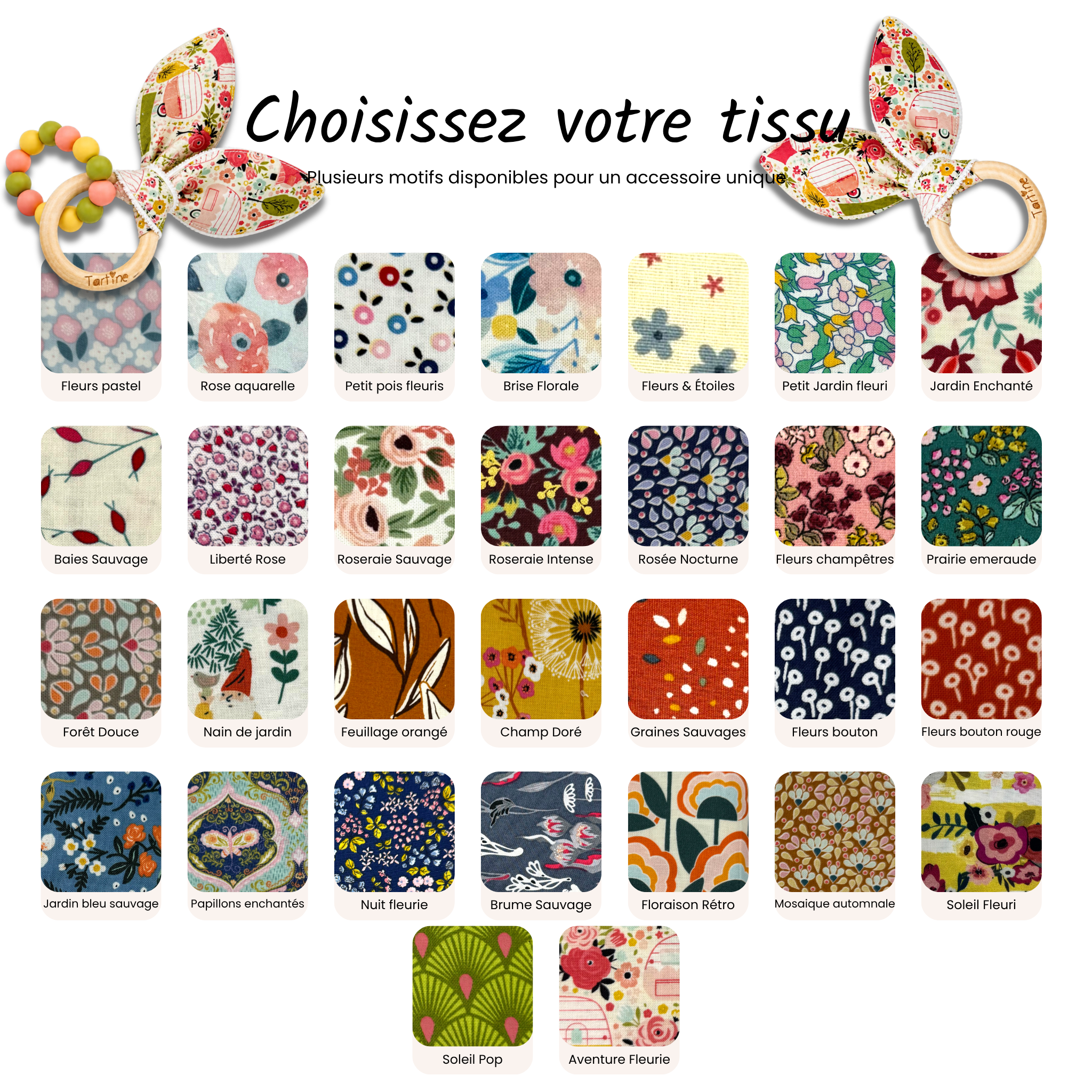 Jouet dentition - Oreille de lapin Floral Boutique Tartine