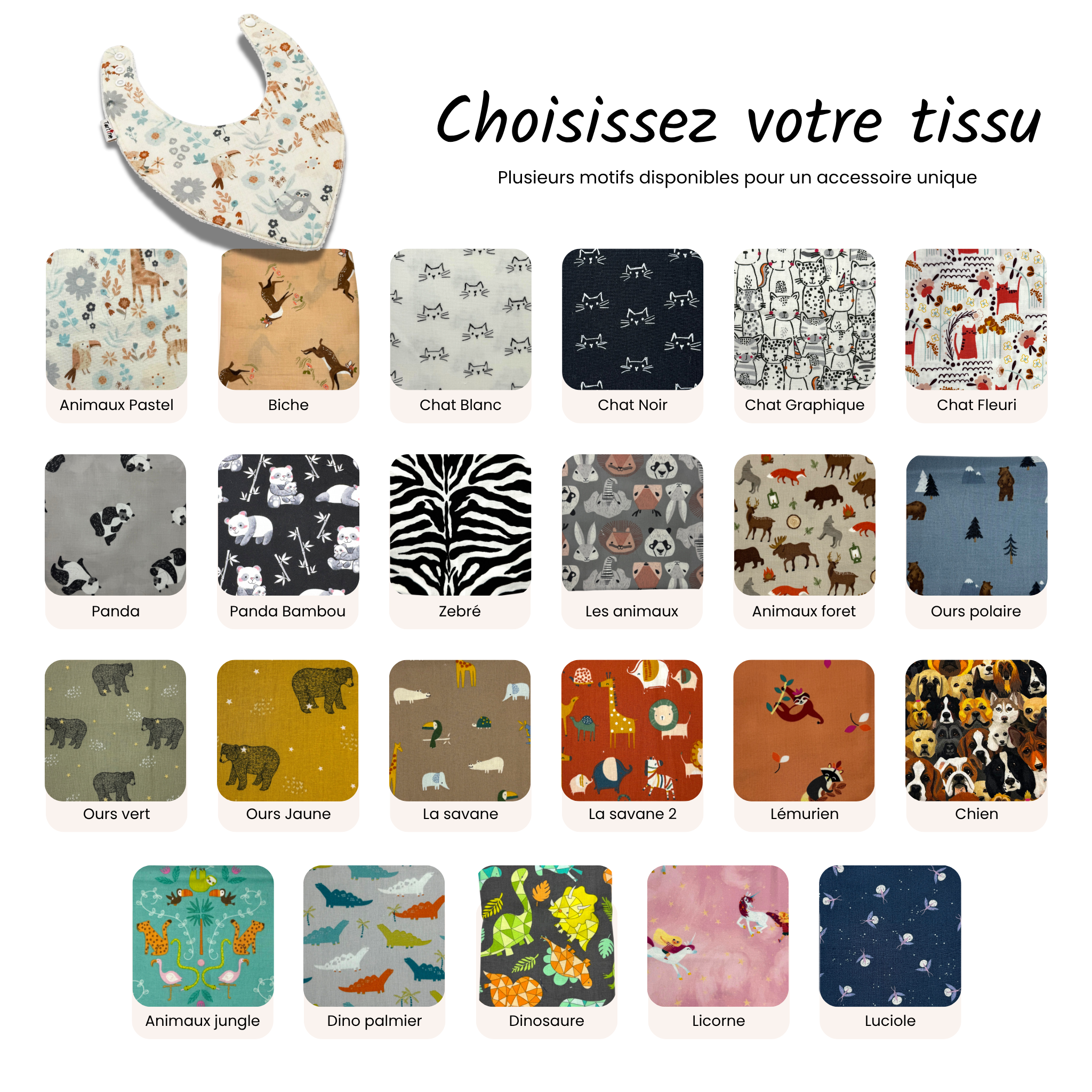 Bavoir Animal en coton et ratine de bambou Boutique Tartine
