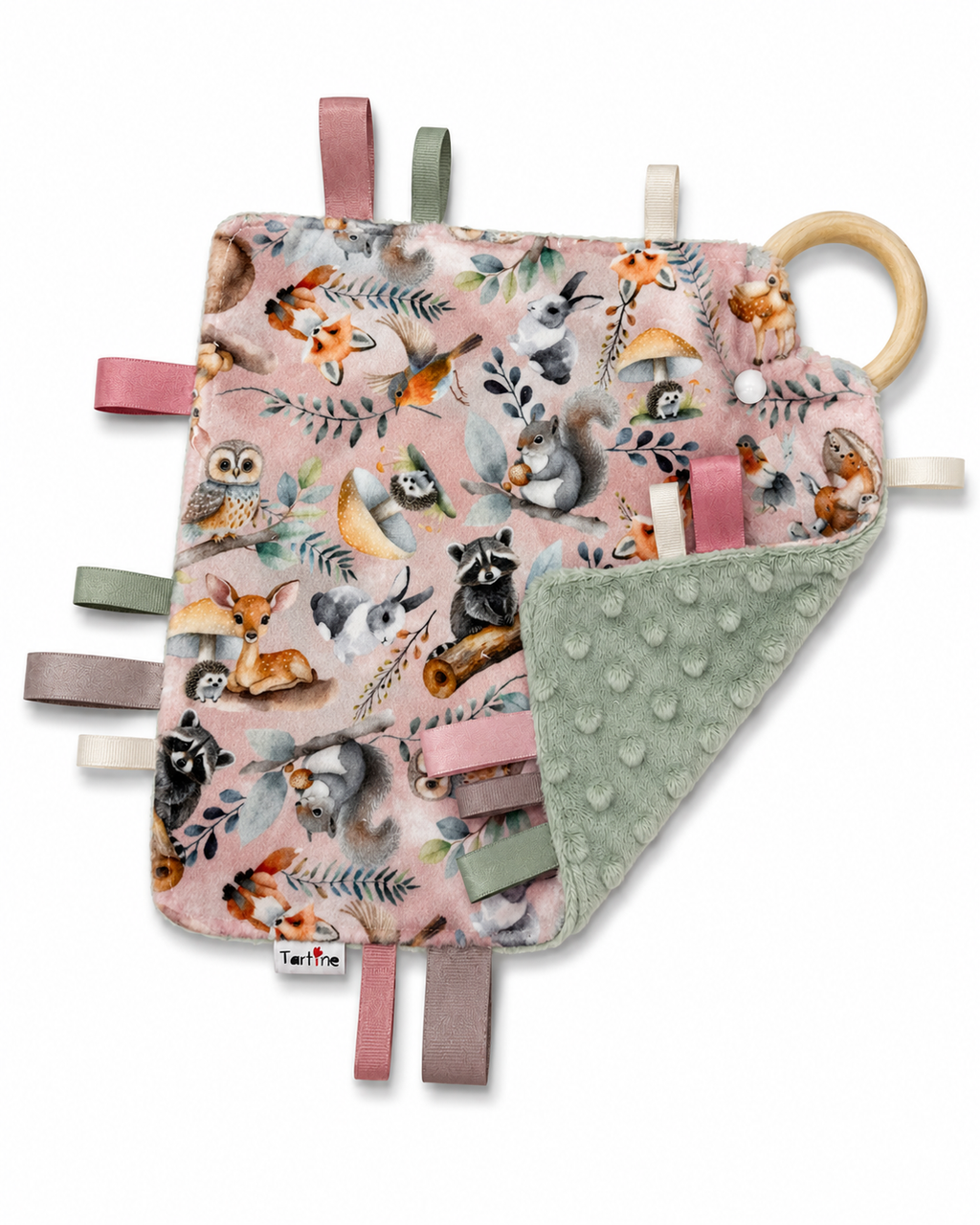 Doudou étiquettes animal en minky Boutique Tartine