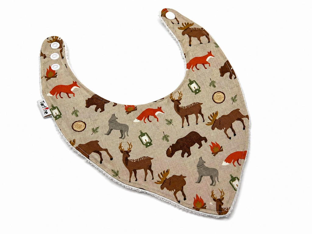 Bavoir animal en coton et ratine de bambou Boutique Tartine Personnalisé / Animaux foret