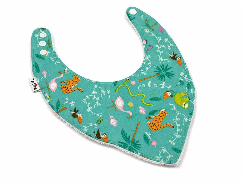 Bavoir animal en coton et ratine de bambou Boutique Tartine Personnalisé / Animaux jungle