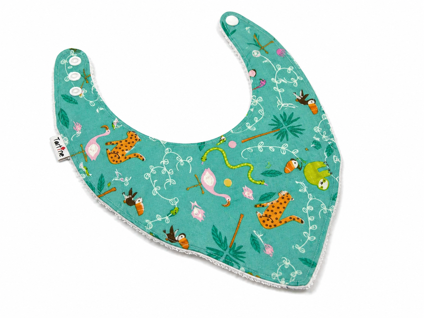 Bavoir animal en coton et ratine de bambou Boutique Tartine Personnalisé / Animaux jungle