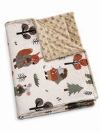 Couverture minky - Animaux de la Forêt d'Automne Boutique Tartine Inc.