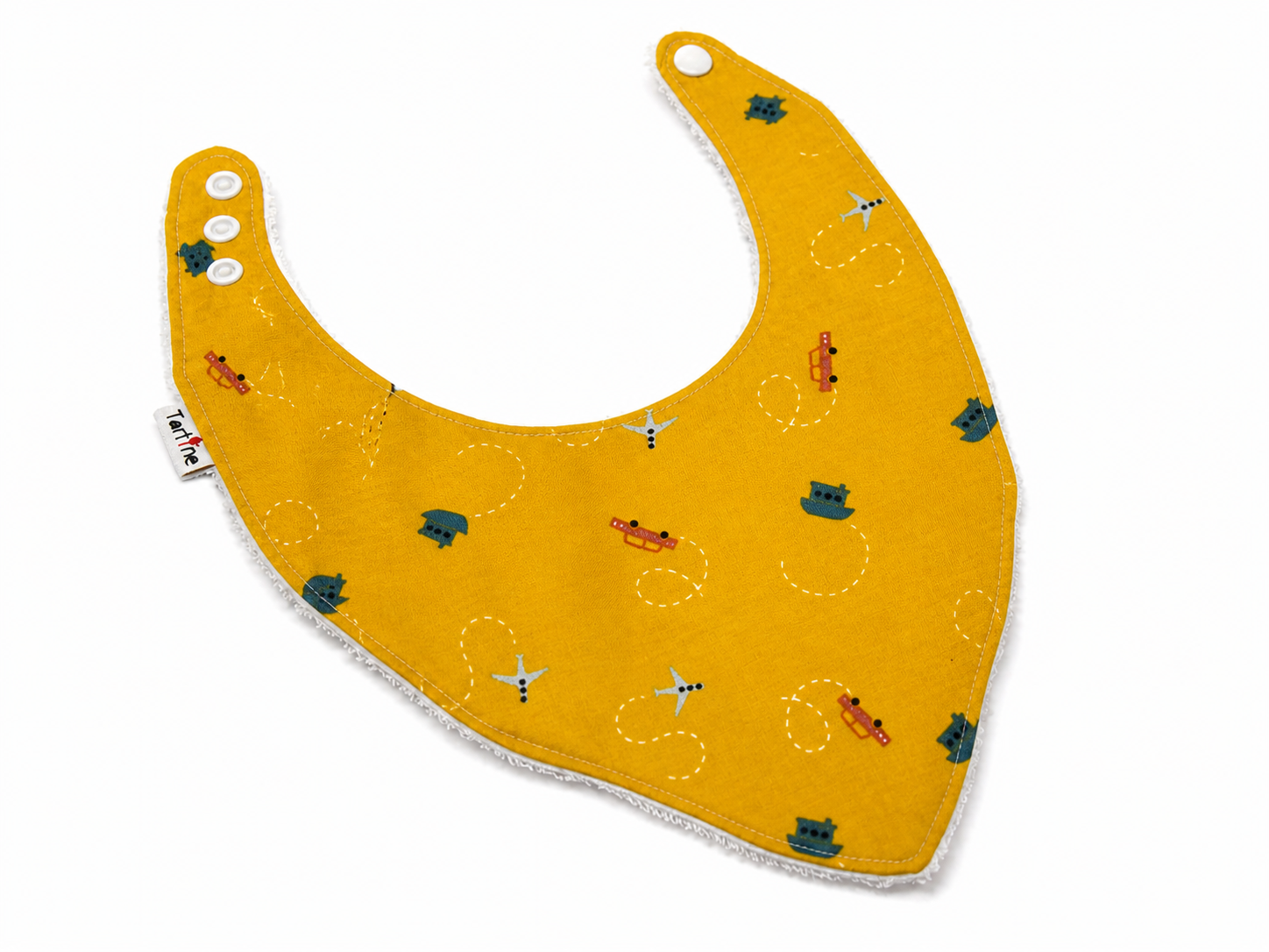 Bavoir Véhicule en coton et ratine de bambou Boutique Tartine Personnalisé / Aventure Nomade