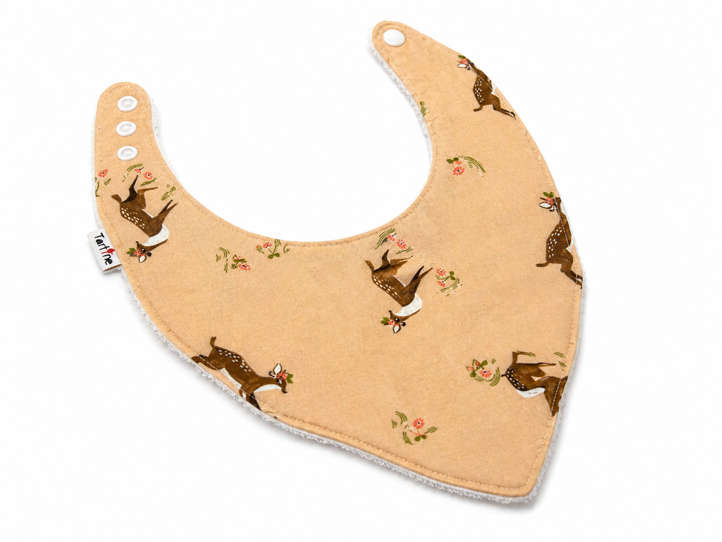 Bavoir animal en coton et ratine de bambou Boutique Tartine Personnalisé / Biche