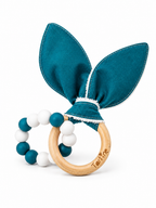 Jouet dentition - Oreille de lapin Uni Boutique Tartine Bleu Paon