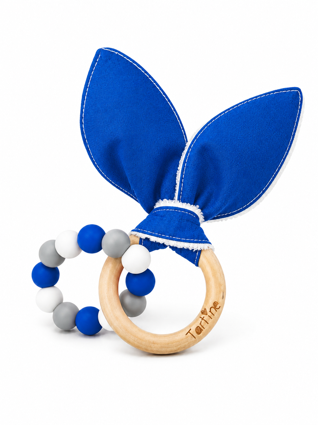 Jouet dentition - Oreille de lapin Uni Boutique Tartine Bleu Smalt