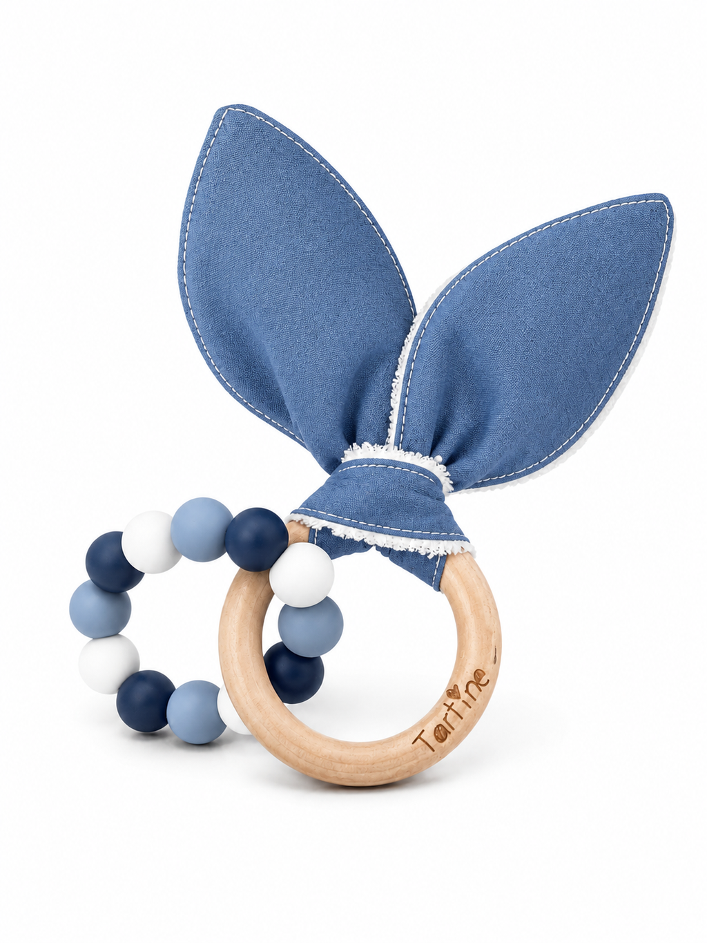 Jouet dentition - Oreille de lapin Uni Boutique Tartine Bleu barbeau