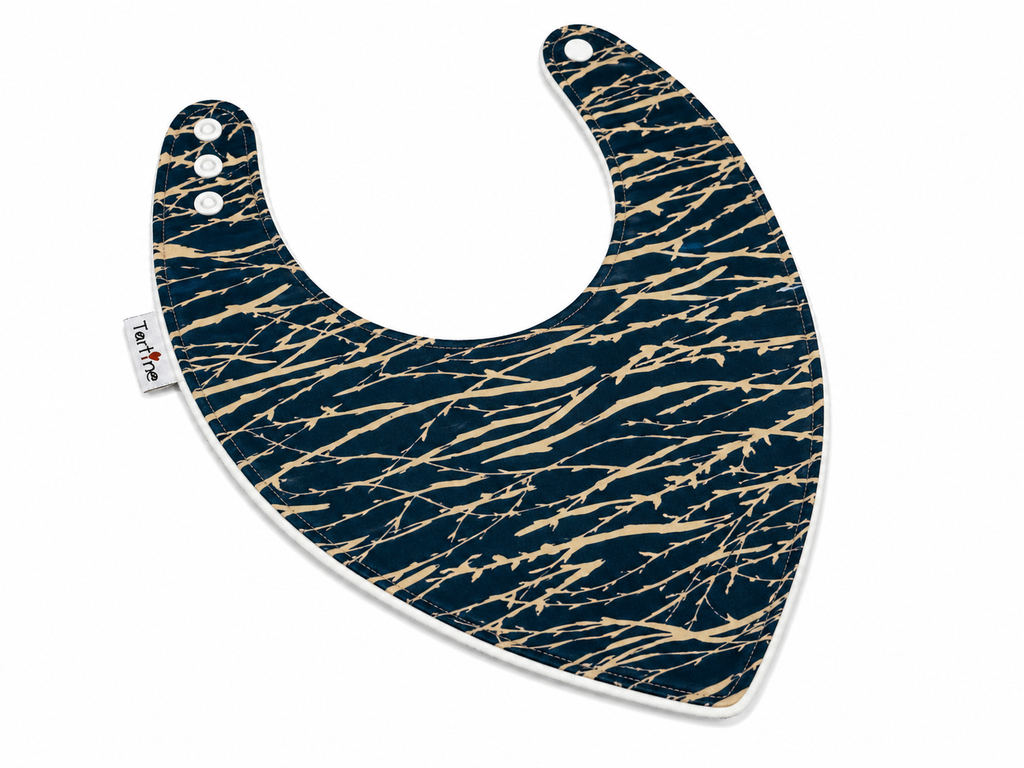 Bavoir Forêt en coton et ratine de bambou Boutique Tartine Branches nocturnes / Simple