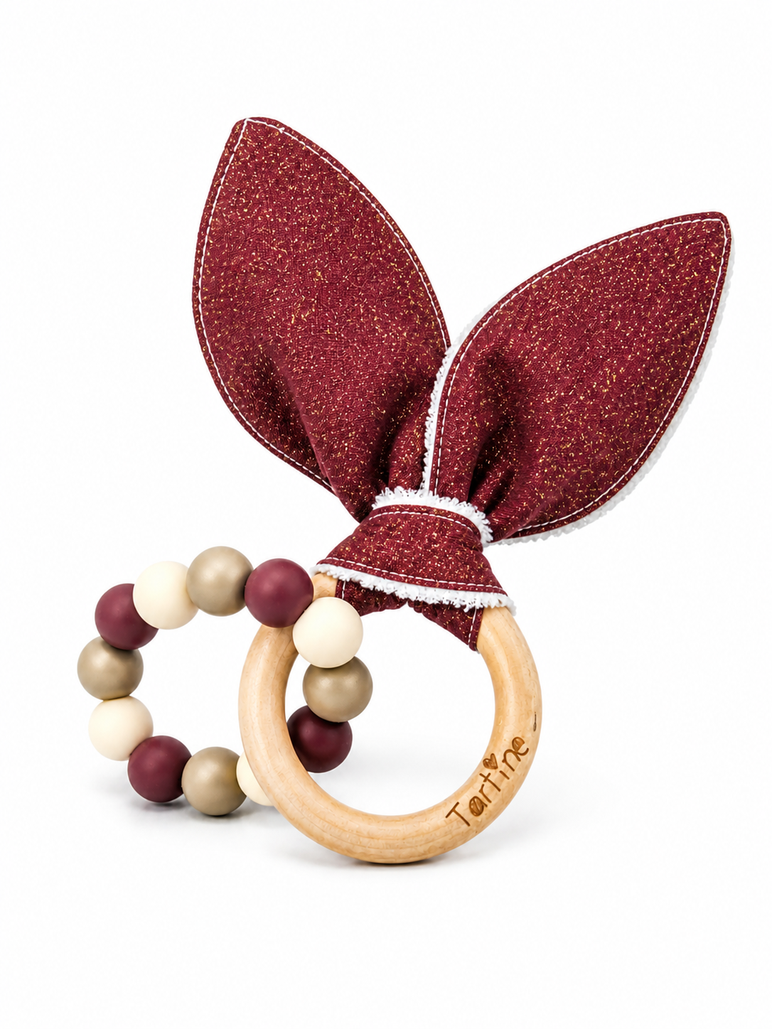 Jouet dentition - Oreille de lapin Chic Boutique Tartine Bordeaux Pétillant