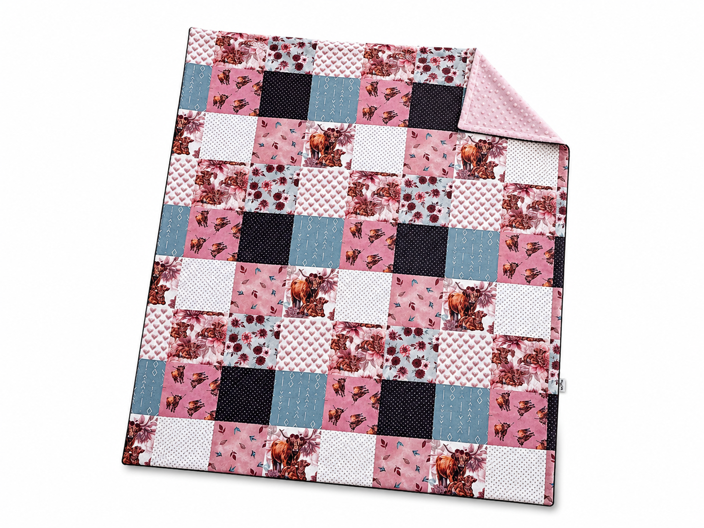 Couverture minky - Patchwork vache floral Boutique Tartine Inc.
