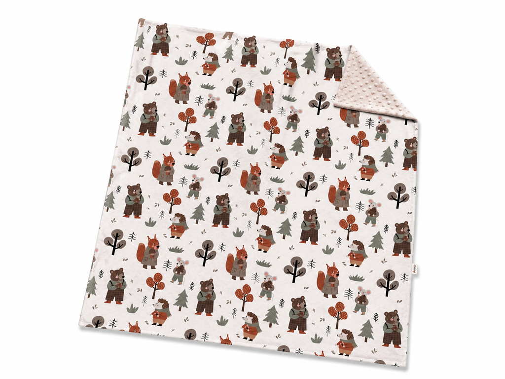 Couverture minky - Animaux de la Forêt d'Automne Boutique Tartine Inc.