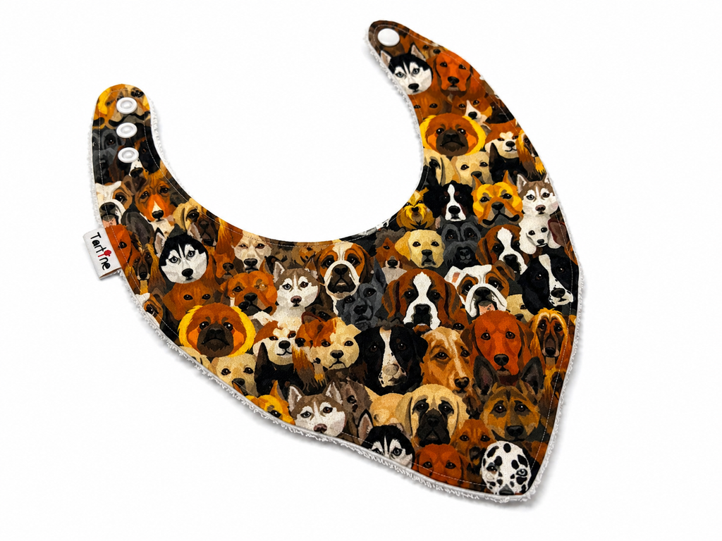 Bavoir animal en coton et ratine de bambou Boutique Tartine Personnalisé / Chien