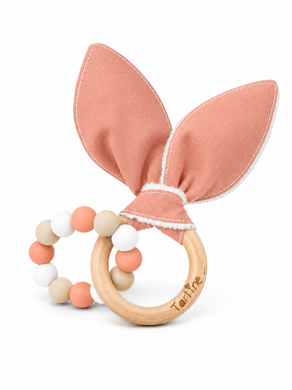 Jouet dentition - Oreille de lapin Uni Boutique Tartine Rose Darksalmon