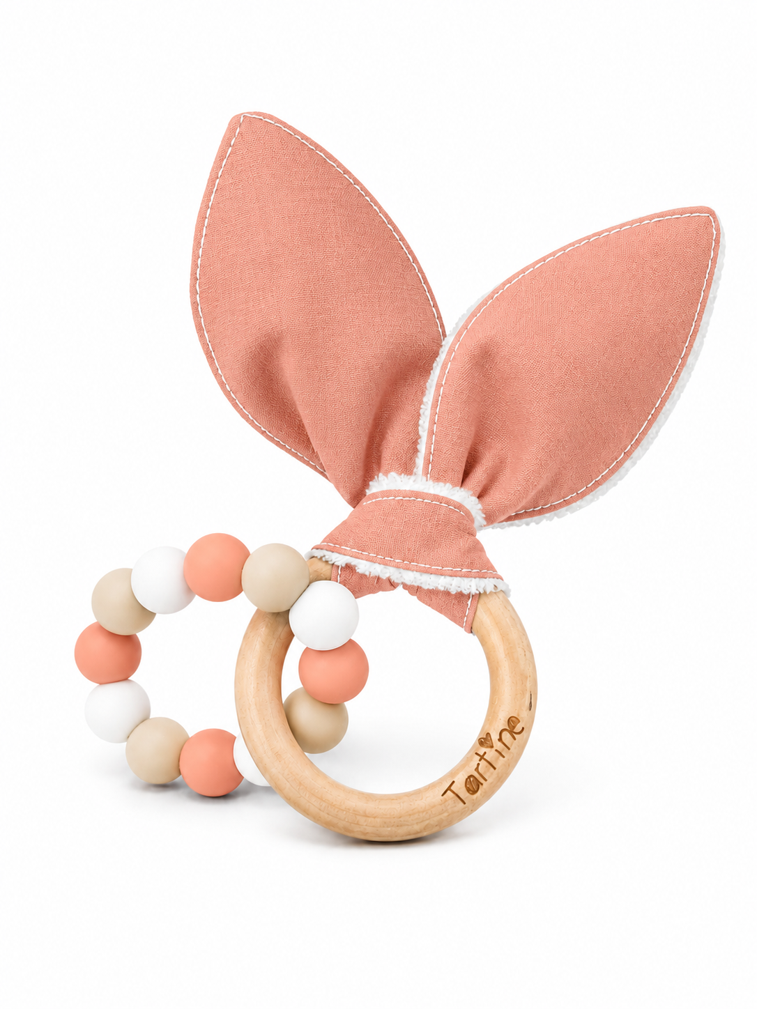 Jouet dentition - Oreille de lapin Uni Boutique Tartine Rose Darksalmon