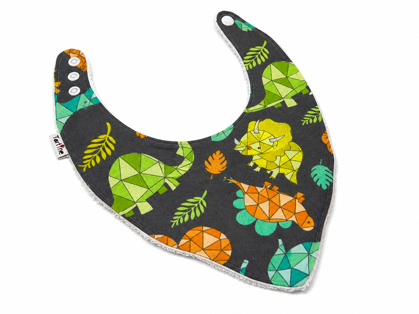 Bavoir animal en coton et ratine de bambou Boutique Tartine Personnalisé / Dinosaure