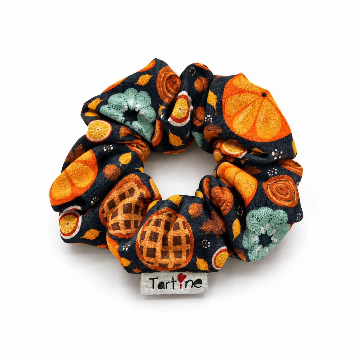 Chouchou adulte Halloween en coton motif citrouilles et automne