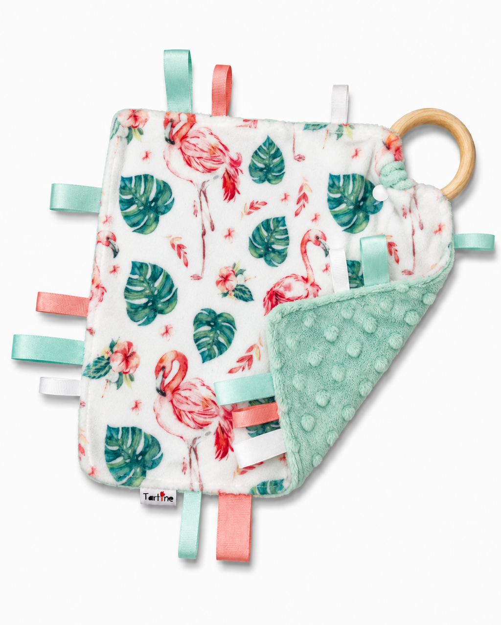 Doudou étiquettes Floral en minky Boutique Tartine