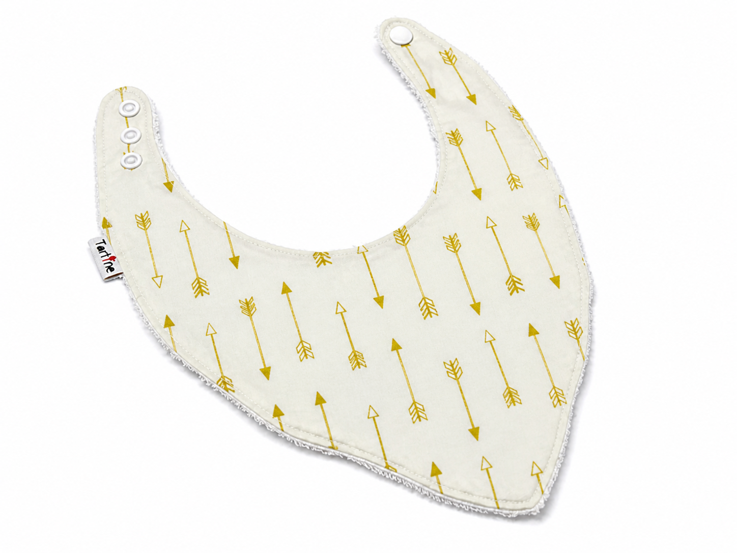 Bavoir Chic en coton et ratine de bambou Boutique Tartine Personnalisé / Flèches Dorées