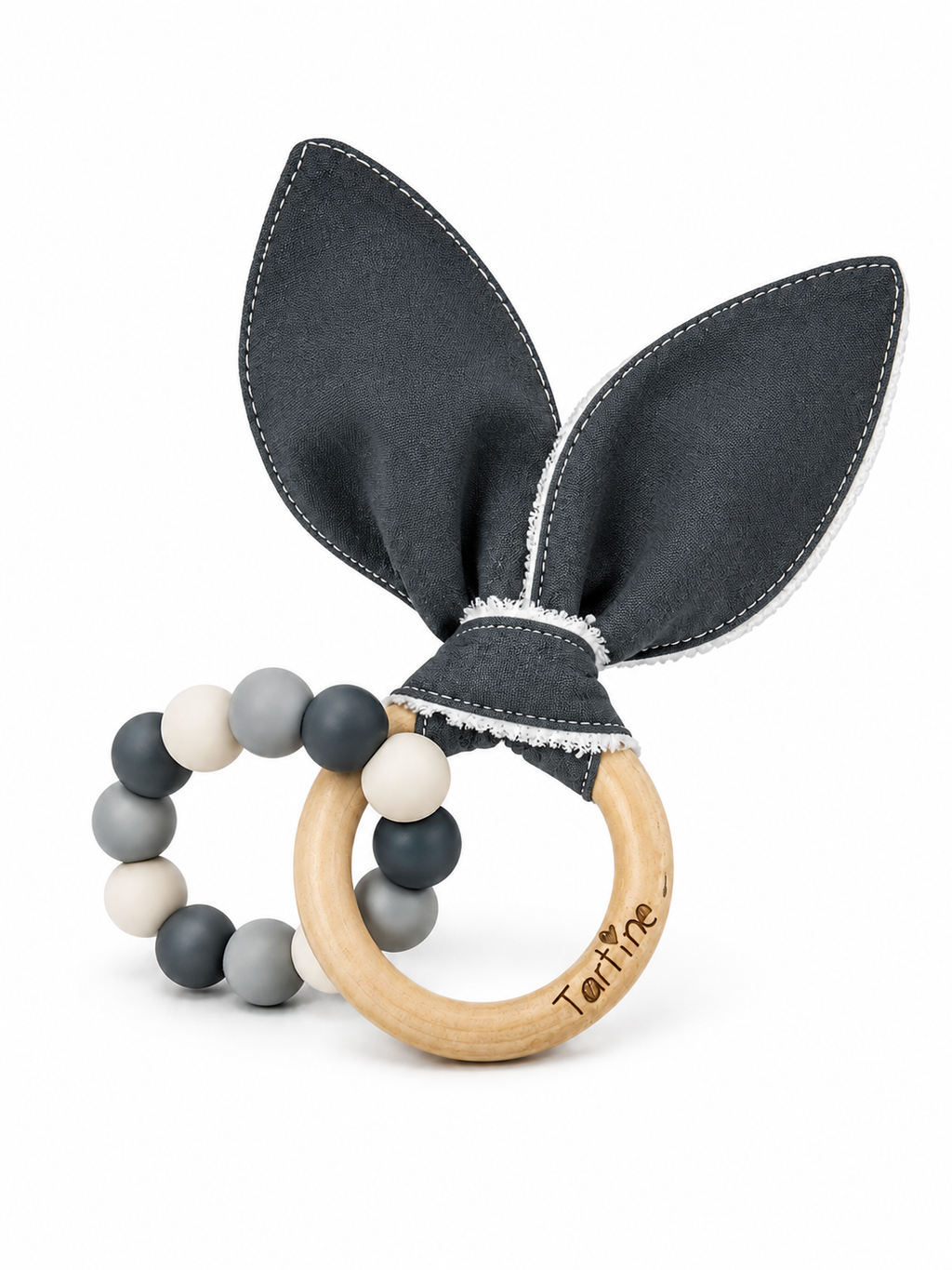 Jouet dentition - Oreille de lapin Uni Boutique Tartine Gris ardoise sombre