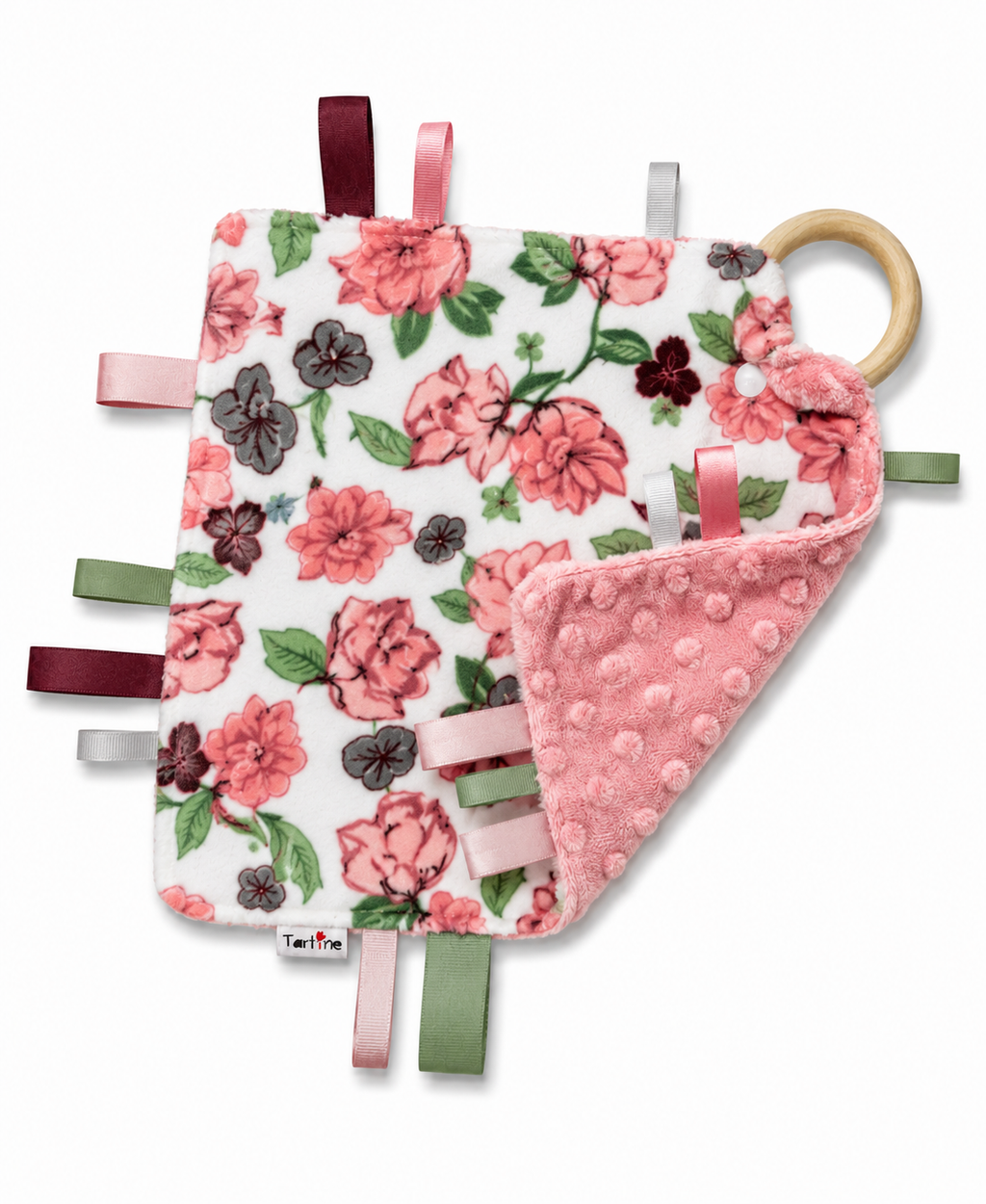 Doudou étiquettes Floral en minky Boutique Tartine