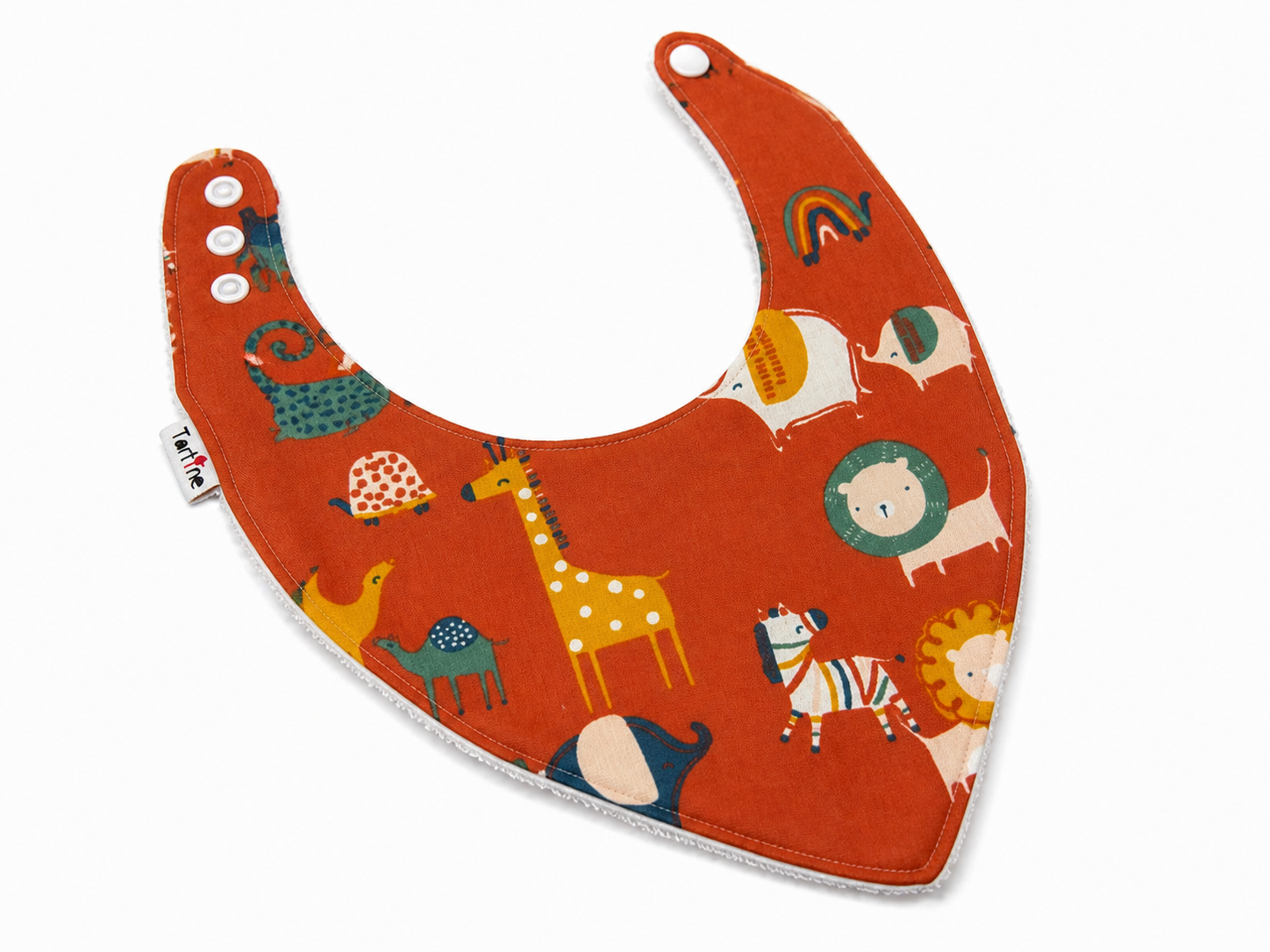 Bavoir animal en coton et ratine de bambou Boutique Tartine Personnalisé / La savane 2
