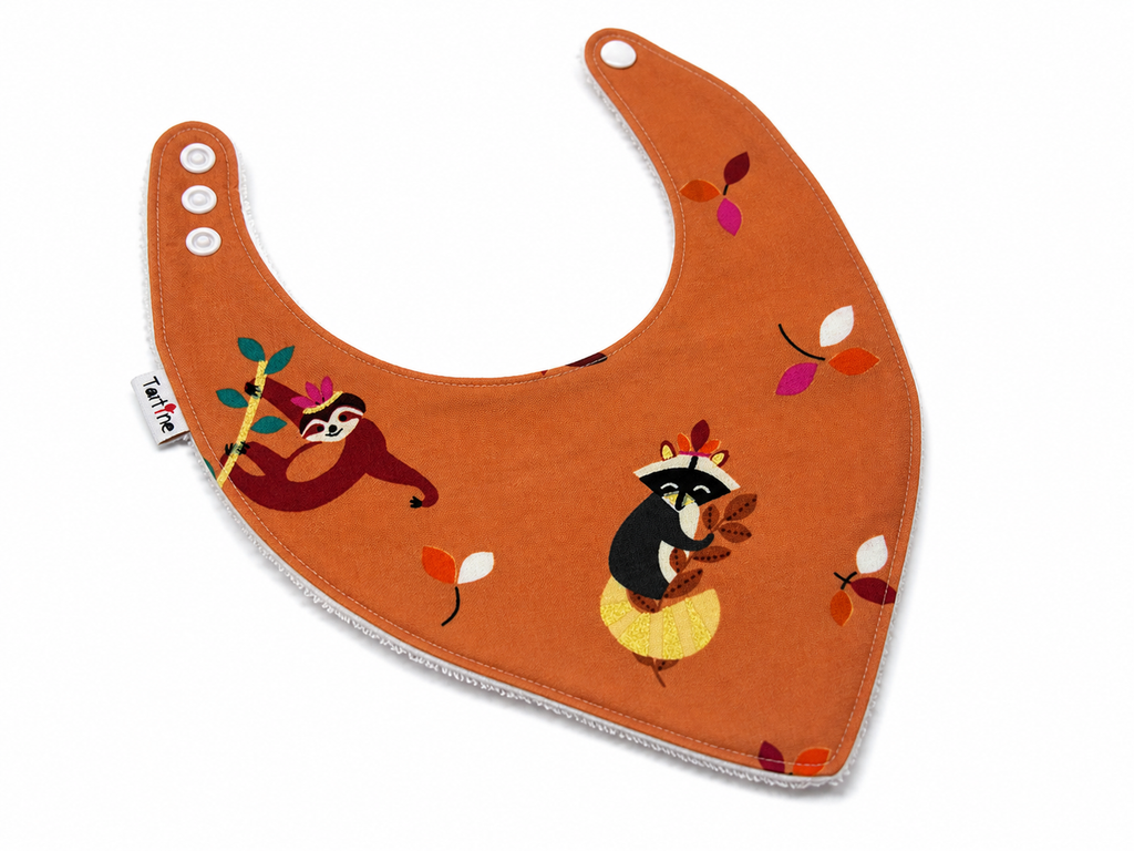 Bavoir animal en coton et ratine de bambou Boutique Tartine Personnalisé / Lémurien