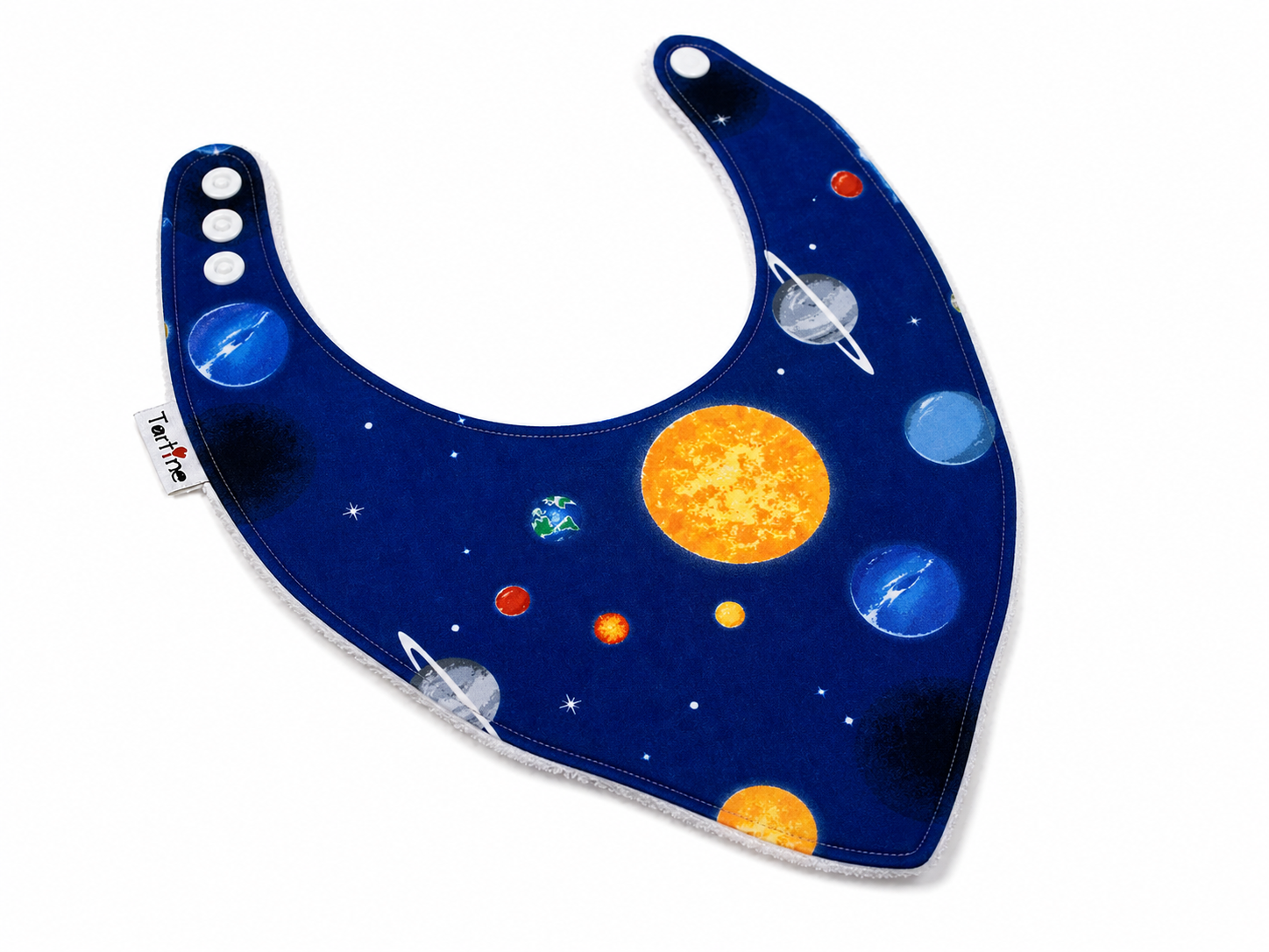 Bavoir Petit Génie en coton et ratine de bambou Boutique Tartine Personnalisé / Les planetes