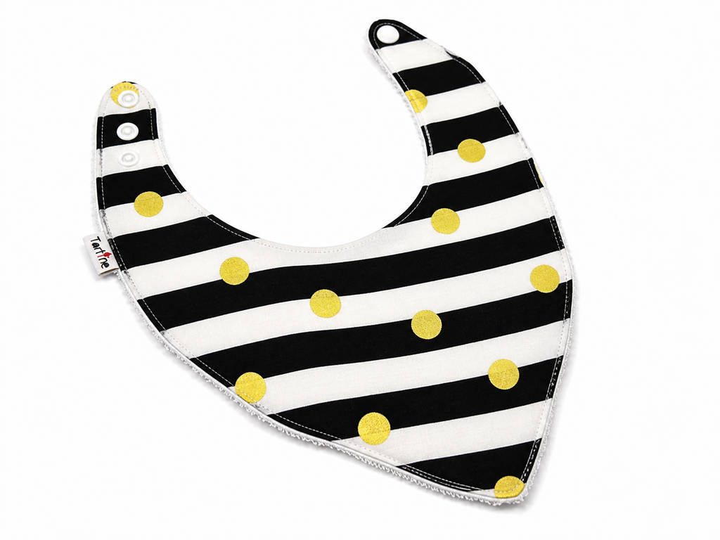 Bavoir Chic en coton et ratine de bambou Boutique Tartine Personnalisé / Noir & Or