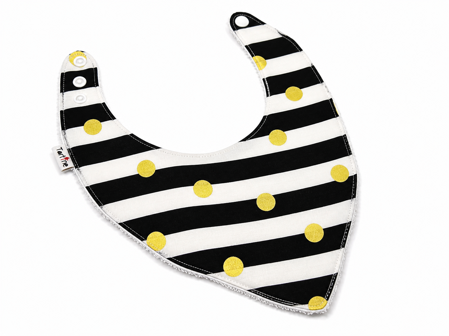 Bavoir Chic en coton et ratine de bambou Boutique Tartine Personnalisé / Noir & Or