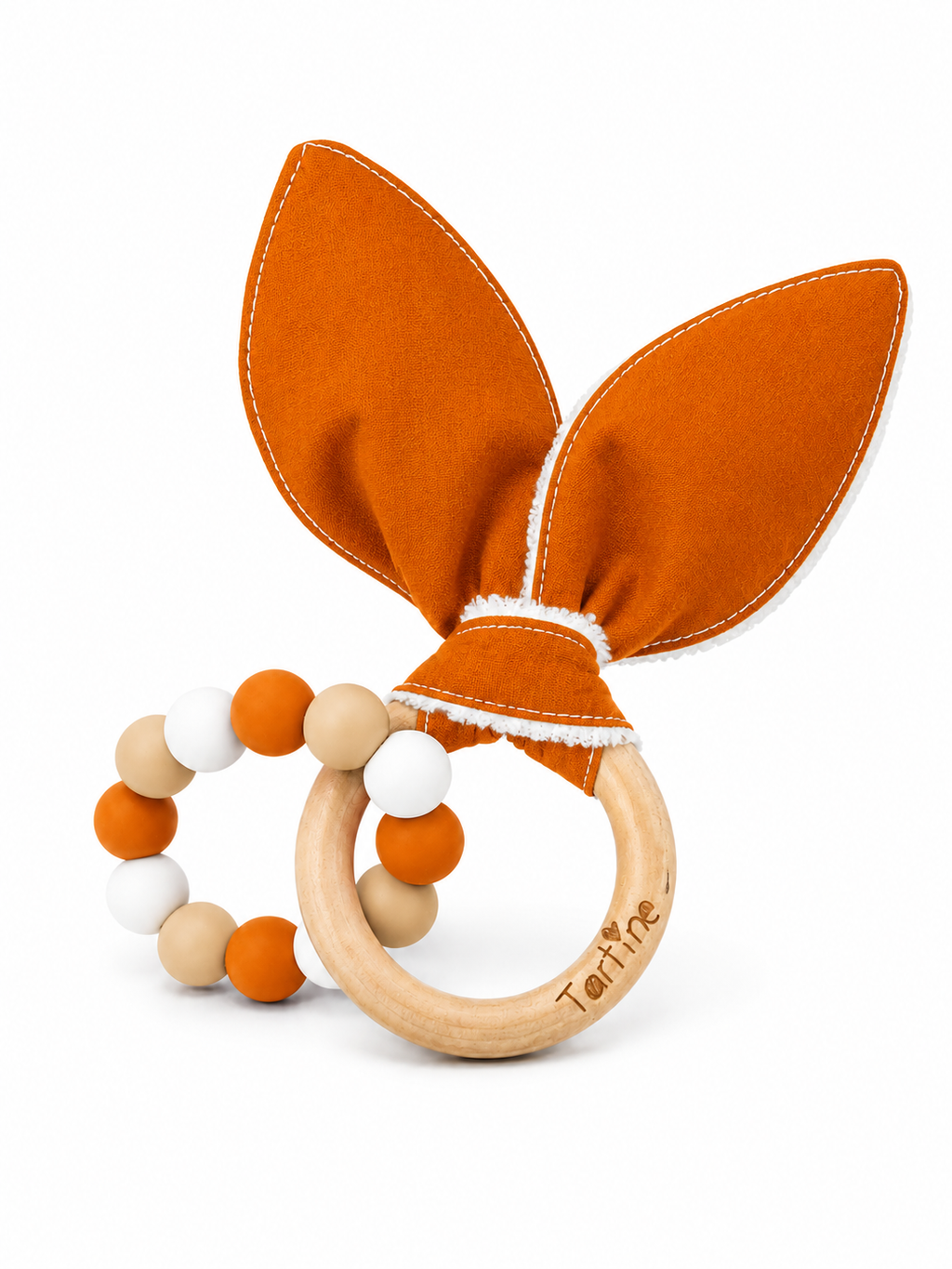 Jouet dentition - Oreille de lapin Uni Boutique Tartine Orange brulé