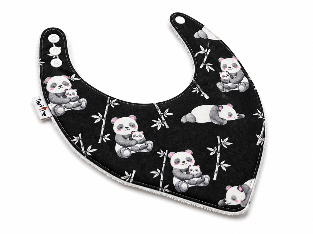 Bavoir animal en coton et ratine de bambou Boutique Tartine Personnalisé / Panda bambou