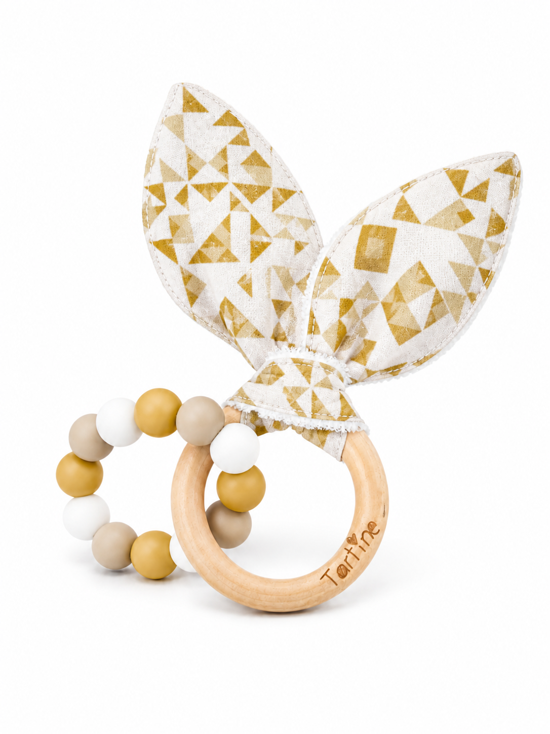 Jouet dentition - Oreille de lapin Chic Boutique Tartine Patchwork Doré