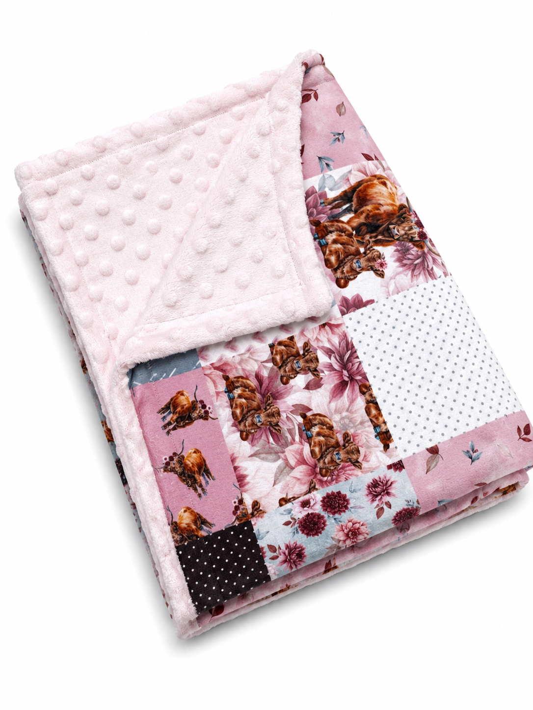 Couverture minky - Patchwork vache floral Boutique Tartine Inc.
