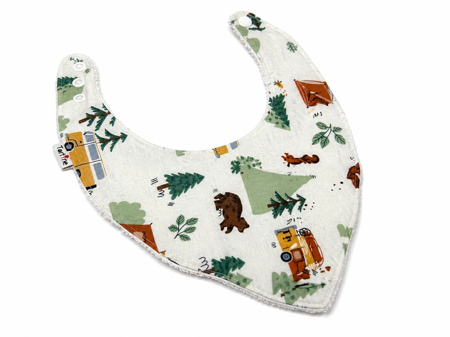 Bavoir Forêt en coton et ratine de bambou Boutique Tartine Petit camping / Simple