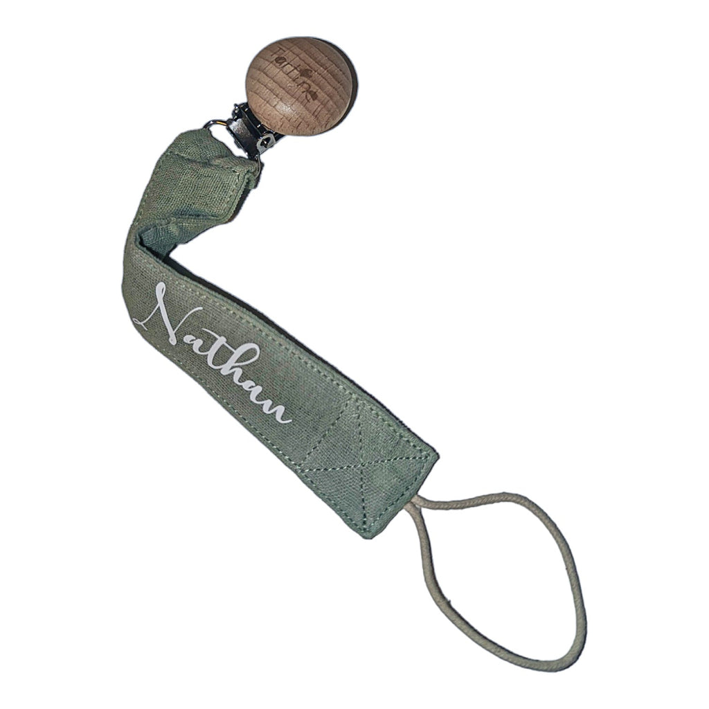 Attache-suce en tissu unie avec prenom Boutique Tartine