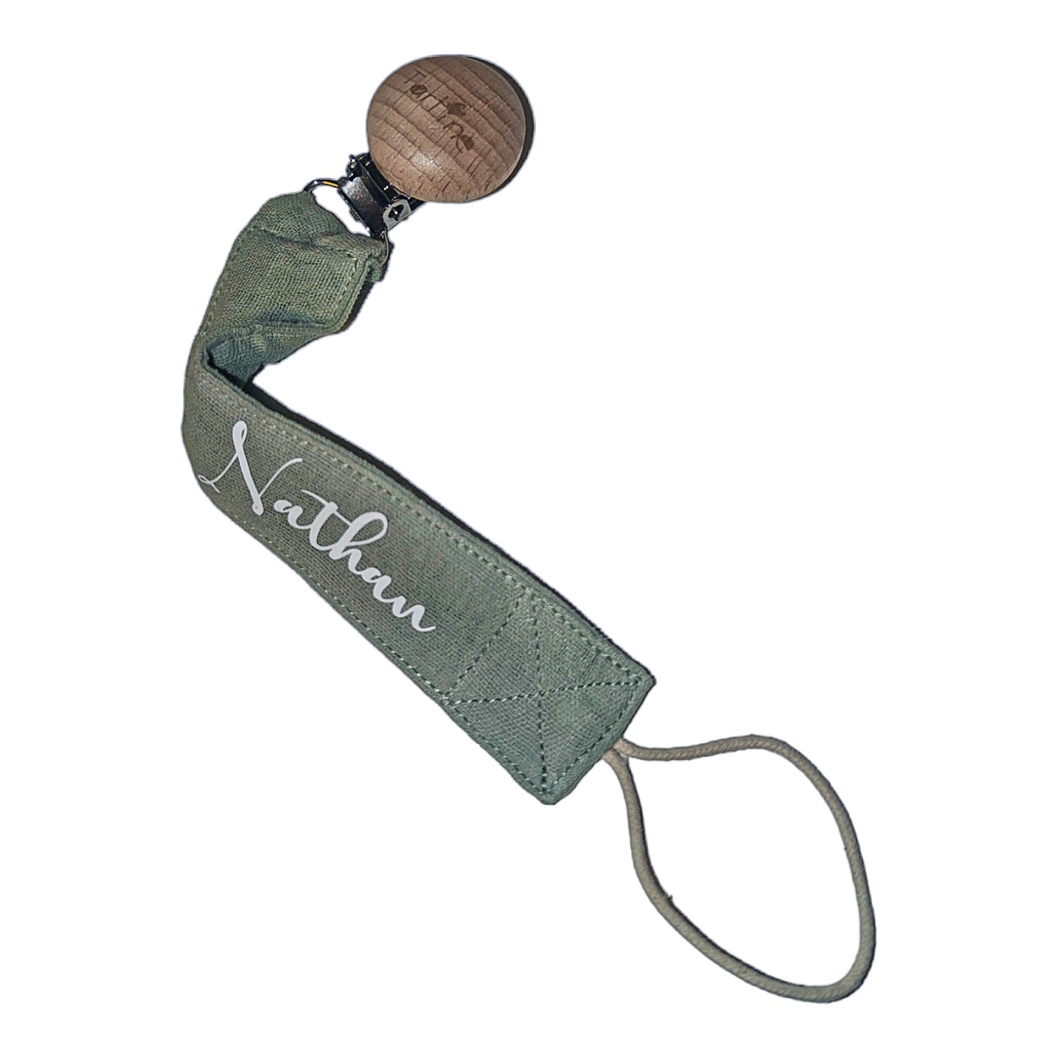 Attache-suce en tissu unie avec prenom Boutique Tartine