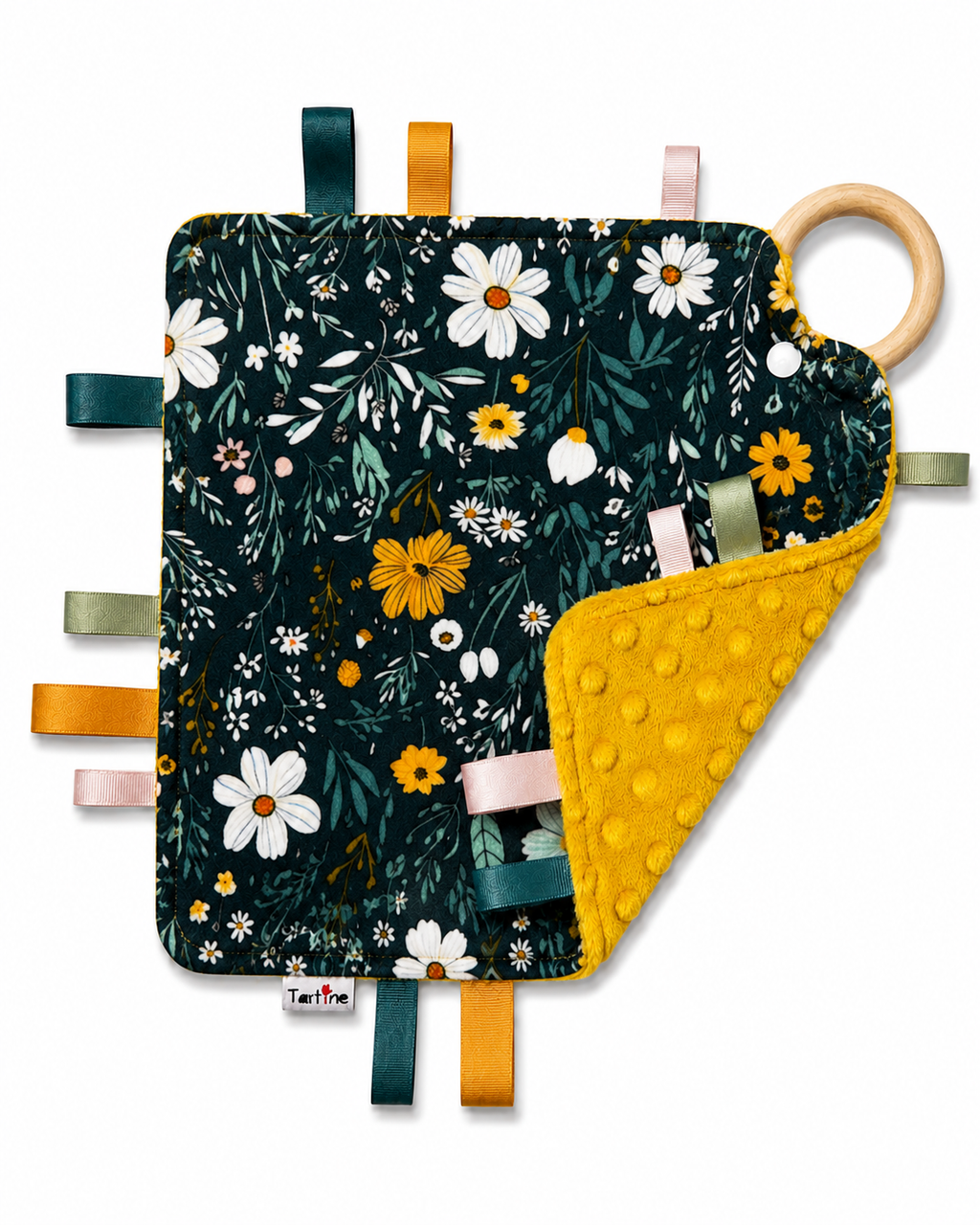 Doudou étiquettes Floral en minky Boutique Tartine