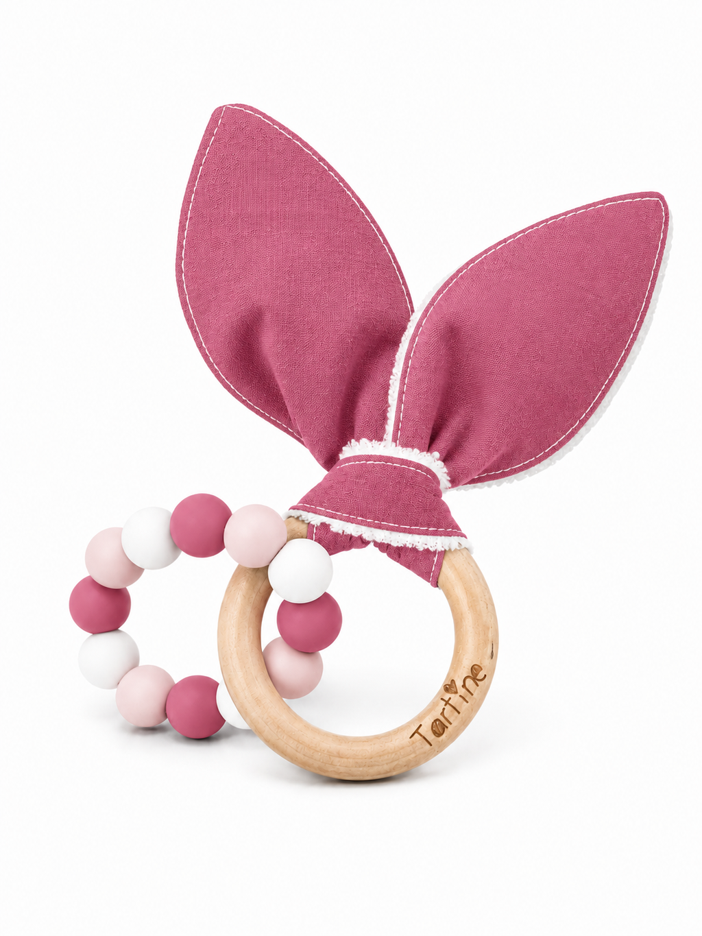 Jouet dentition - Oreille de lapin Uni Boutique Tartine Rose Sorbet framboise