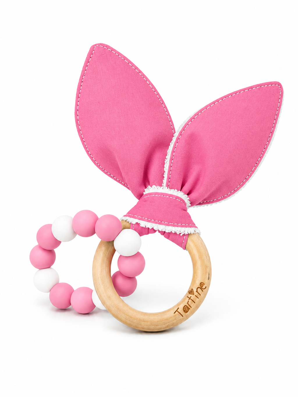 Jouet dentition - Oreille de lapin Uni Boutique Tartine Rose