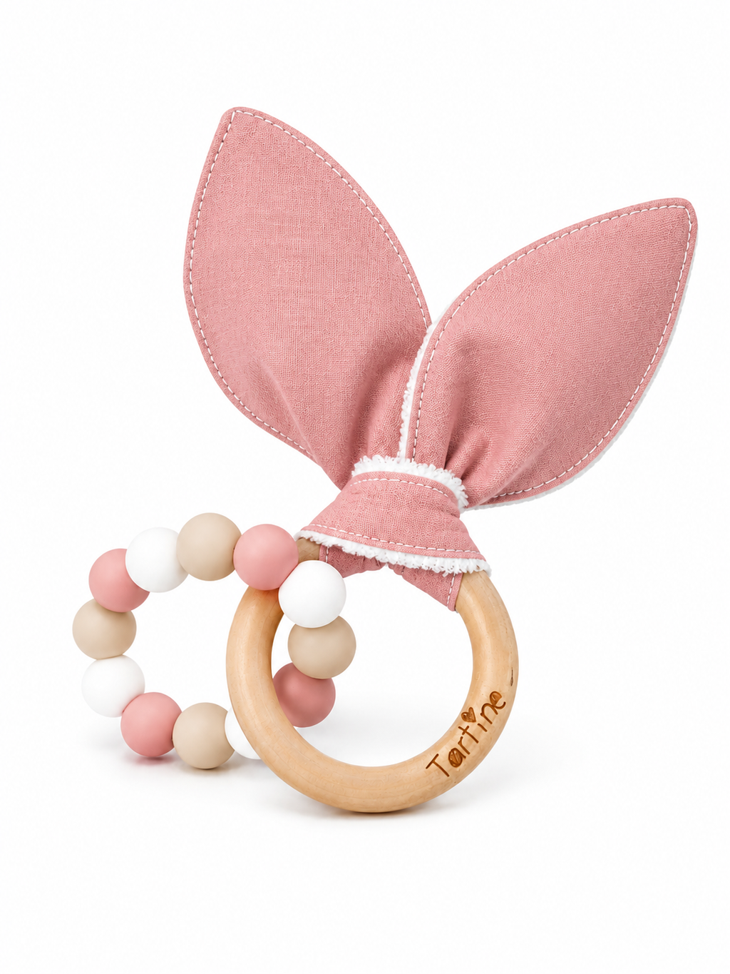 Jouet dentition - Oreille de lapin Uni Boutique Tartine Rose pale